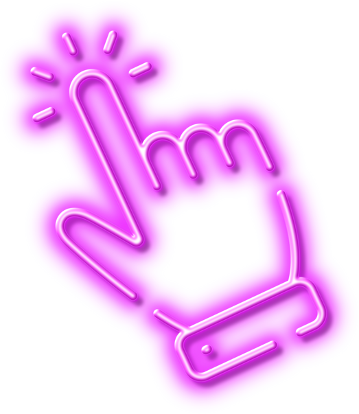 Hand Cursor Line Icon. Click Action Sign. Neon Light Effect Outline Icon.